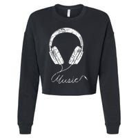 Headphone Music Cropped Pullover Crew