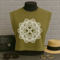 Hmong Miao Hmoob Traditional Pattern Garment-Dyed Women's Muscle Tee