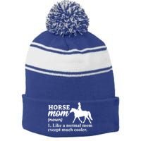 Horse Mom Horseback Riding Horse Farm Horse Racing Funny Gift Stripe Pom Pom Beanie