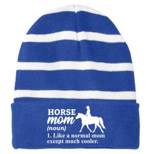 Horse Mom Horseback Riding Horse Farm Horse Racing Funny Gift Striped Beanie with Solid Band