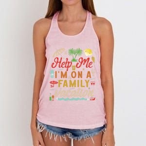 Help Me Im On Family Vacation Funny Family Vacation Cute Gift Women's Knotted Racerback Tank