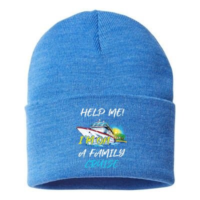 Help Me Im On Family Cruise Cruising Vacation Christmas Cute Gift Sustainable Knit Beanie