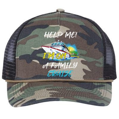 Help Me Im On Family Cruise Cruising Vacation Christmas Cute Gift Retro Rope Trucker Hat Cap