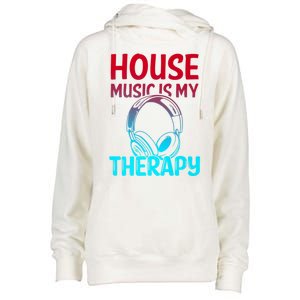 House Music Is My Therapy Retro Womens Funnel Neck Pullover Hood