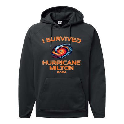 Hurricane Milton I Survived Florida Hurricane Fall 2024 Performance Fleece Hoodie