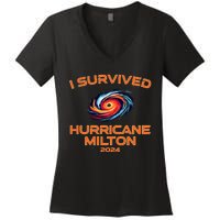 Hurricane Milton I Survived Florida Hurricane Fall 2024 Women's V-Neck T-Shirt