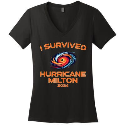 Hurricane Milton I Survived Florida Hurricane Fall 2024 Women's V-Neck T-Shirt