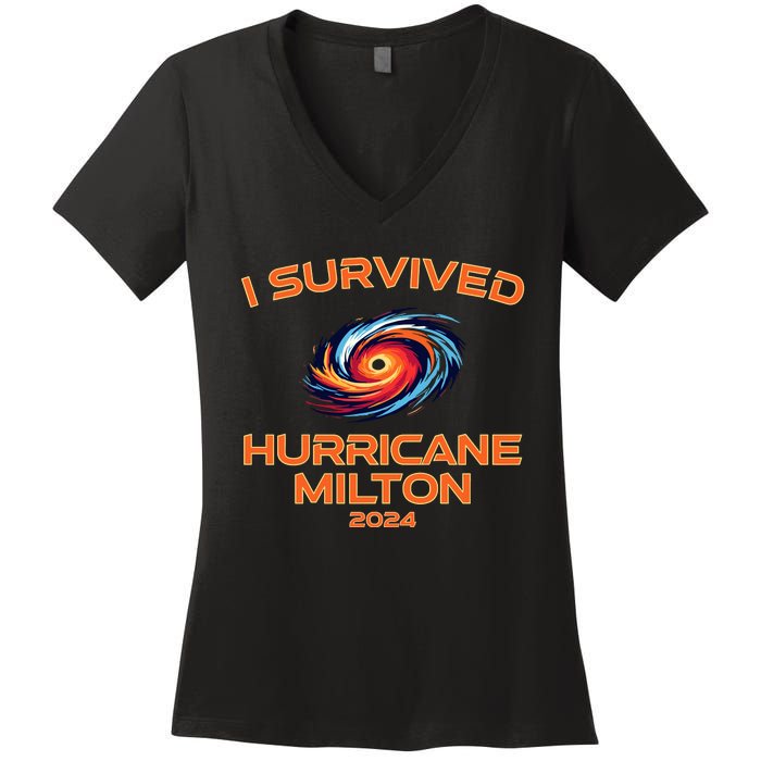 Hurricane Milton I Survived Florida Hurricane Fall 2024 Women's V-Neck T-Shirt