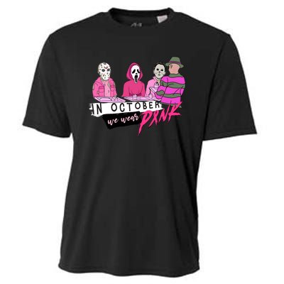 Horror Movies In October We Wear Pink For Breast Cancer Awareness Cooling Performance Crew T-Shirt