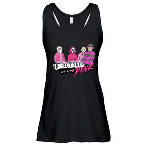 Horror Movies In October We Wear Pink For Breast Cancer Awareness Ladies Essential Flowy Tank