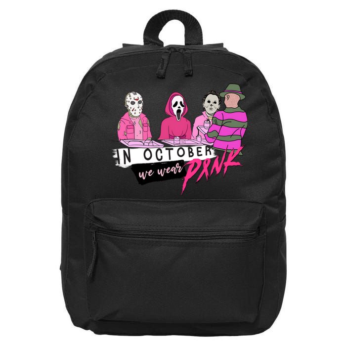 Horror Movies In October We Wear Pink For Breast Cancer Awareness 16 in Basic Backpack