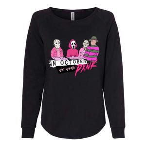 Horror Movies In October We Wear Pink For Breast Cancer Awareness Womens California Wash Sweatshirt