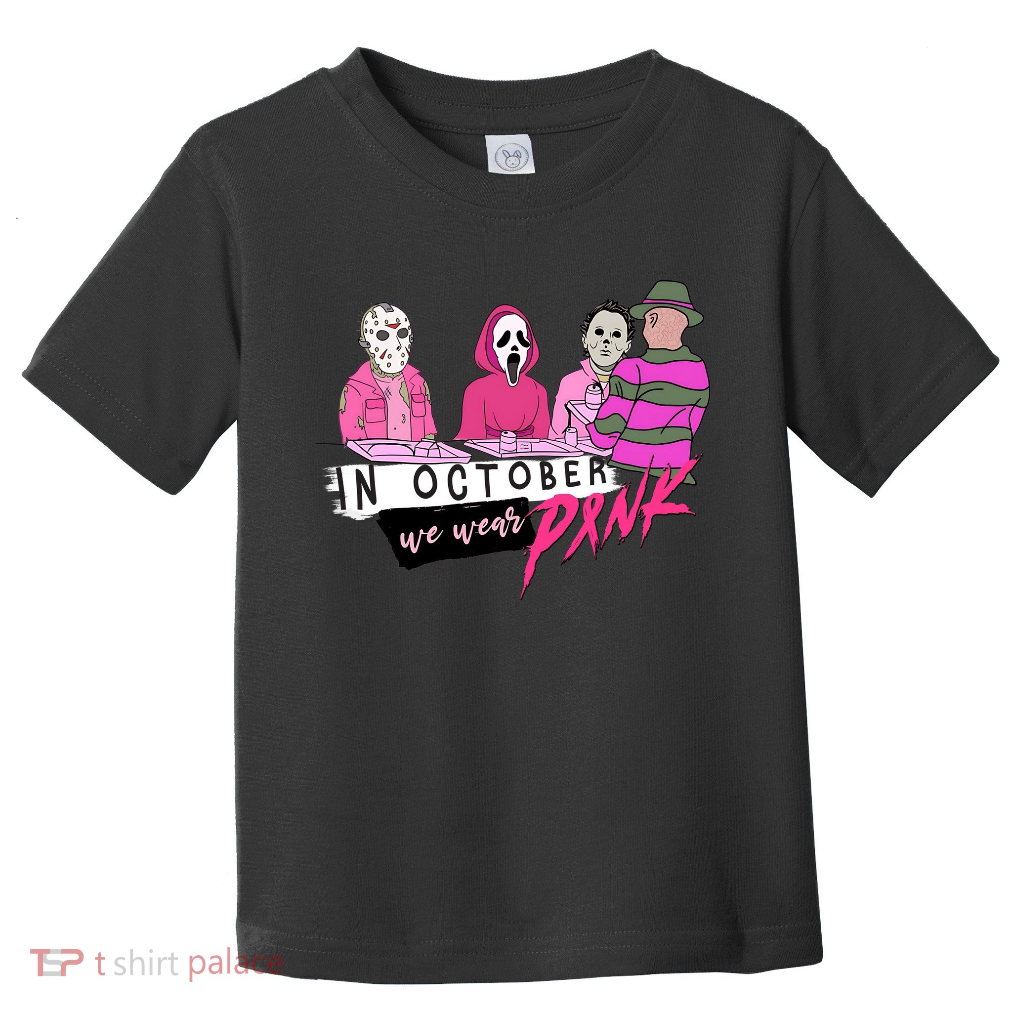 Horror Movies In October We Wear Pink For Breast Cancer Awareness Toddler T-Shirt