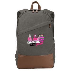 Horror Movies In October We Wear Pink For Breast Cancer Awareness Cotton Canvas Backpack