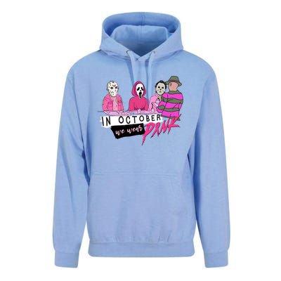 Horror Movies In October We Wear Pink For Breast Cancer Awareness Unisex Surf Hoodie