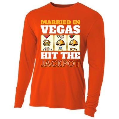 Hitched Married In Vegas Lucky With Love Cool Gift Cooling Performance Long Sleeve Crew