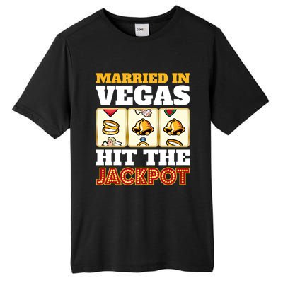 Hitched Married In Vegas Lucky With Love Cool Gift Tall Fusion ChromaSoft Performance T-Shirt