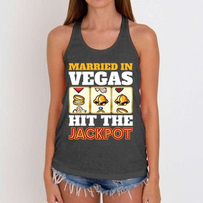 Hitched Married In Vegas Lucky With Love Cool Gift Women's Knotted Racerback Tank