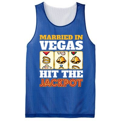 Hitched Married In Vegas Lucky With Love Cool Gift Mesh Reversible Basketball Jersey Tank