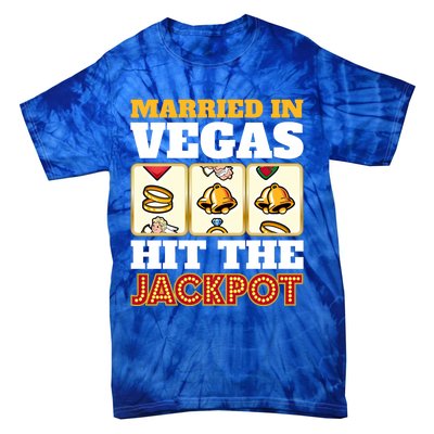 Hitched Married In Vegas Lucky With Love Cool Gift Tie-Dye T-Shirt