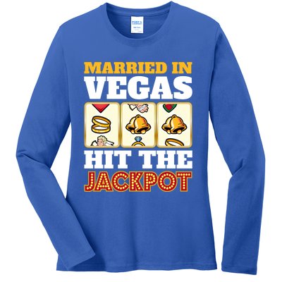 Hitched Married In Vegas Lucky With Love Cool Gift Ladies Long Sleeve Shirt