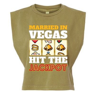 Hitched Married In Vegas Lucky With Love Cool Gift Garment-Dyed Women's Muscle Tee