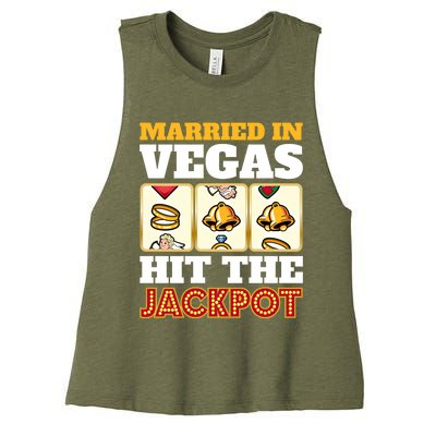 Hitched Married In Vegas Lucky With Love Cool Gift Women's Racerback Cropped Tank