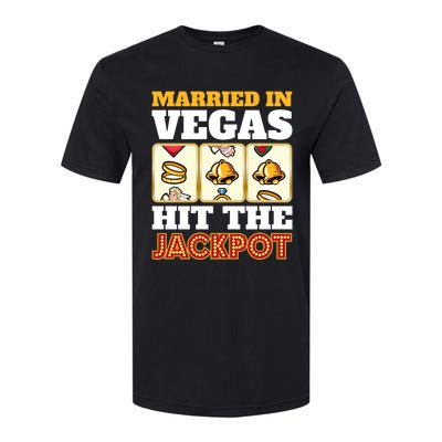 Hitched Married In Vegas Lucky With Love Cool Gift Softstyle CVC T-Shirt