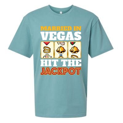 Hitched Married In Vegas Lucky With Love Cool Gift Sueded Cloud Jersey T-Shirt