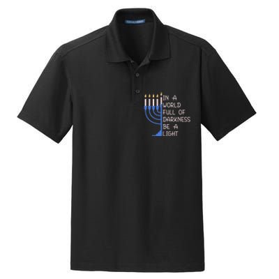 Hanukkah Menorah In A World Full Of Darkness Be A Light Dry Zone Grid Polo