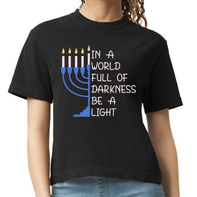 Hanukkah Menorah In A World Full Of Darkness Be A Light Comfort Colors Boxy T-Shirt