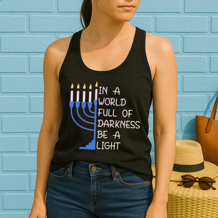 Hanukkah Menorah In A World Full Of Darkness Be A Light Womens Tank Top