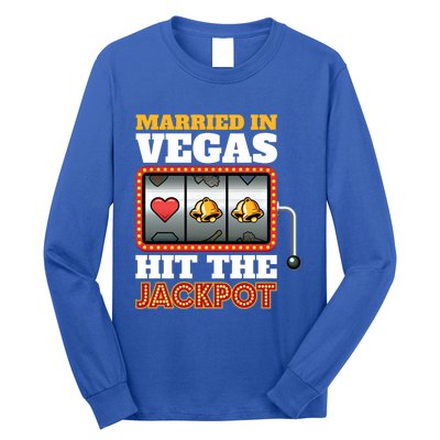 Hitched Married In Vegas And Lucky With Love Gamble Cute Gift Long Sleeve Shirt