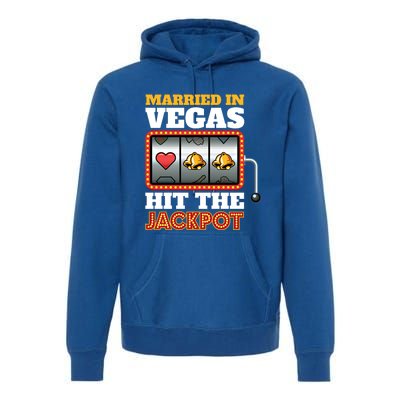 Hitched Married In Vegas And Lucky With Love Gamble Cute Gift Premium Hoodie