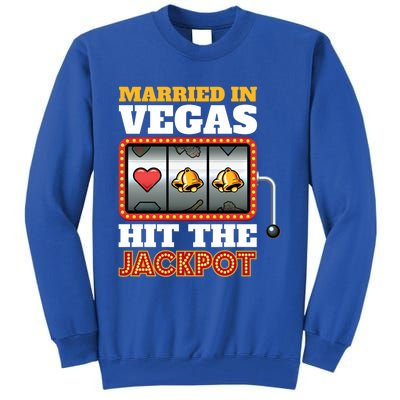 Hitched Married In Vegas And Lucky With Love Gamble Cute Gift Tall Sweatshirt