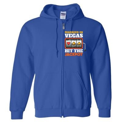 Hitched Married In Vegas And Lucky With Love Gamble Cute Gift Full Zip Hoodie