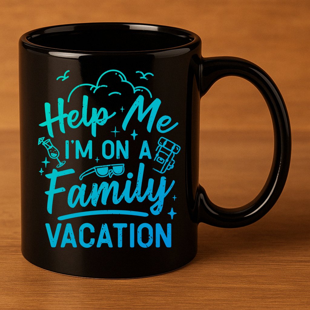 Help Me Im On A Family Vacation Travel Traveling Funny Gift 11oz C Handle Ceramic Mug