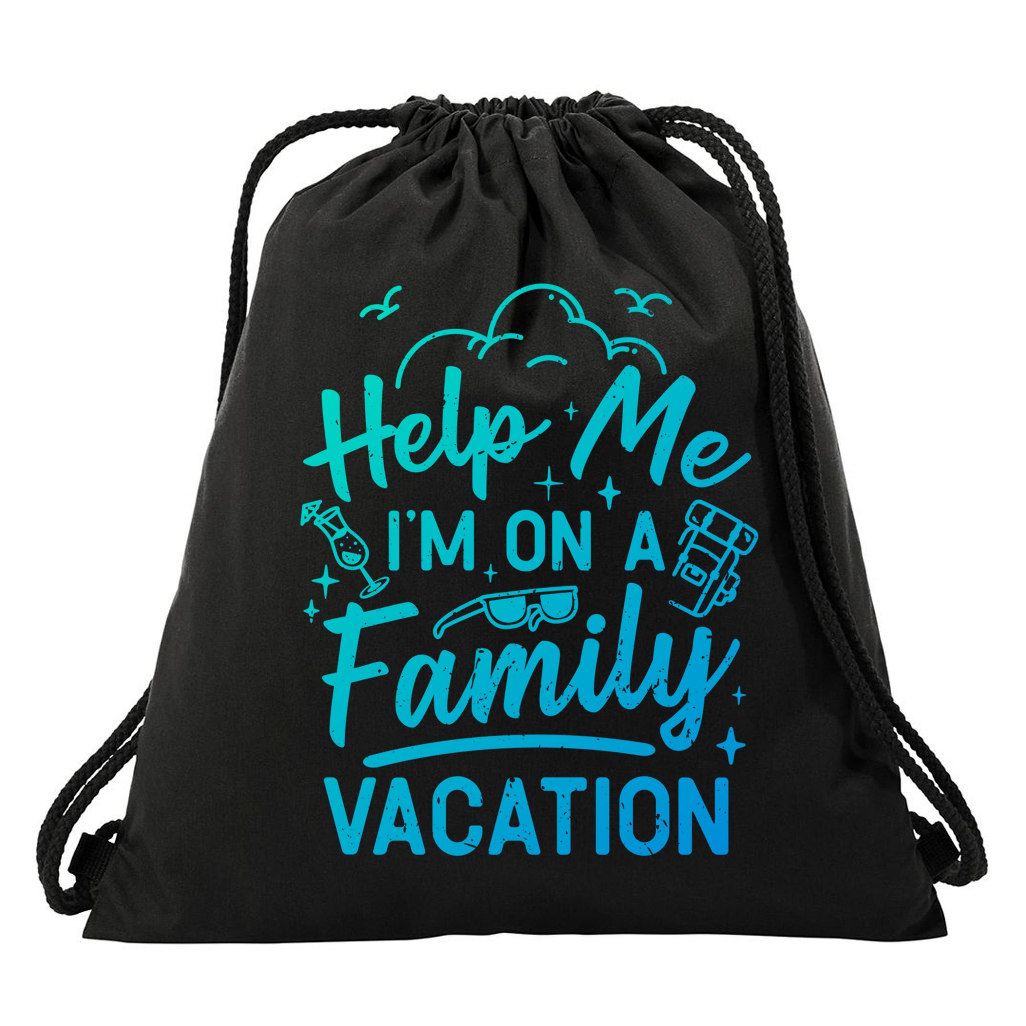 Help Me Im On A Family Vacation Travel Traveling Funny Gift Drawstring Bag
