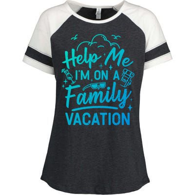 Help Me Im On A Family Vacation Travel Traveling Funny Gift Enza Ladies Jersey Colorblock Tee