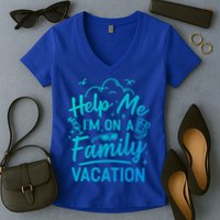 Help Me Im On A Family Vacation Travel Traveling Funny Gift Women's V-Neck T-Shirt