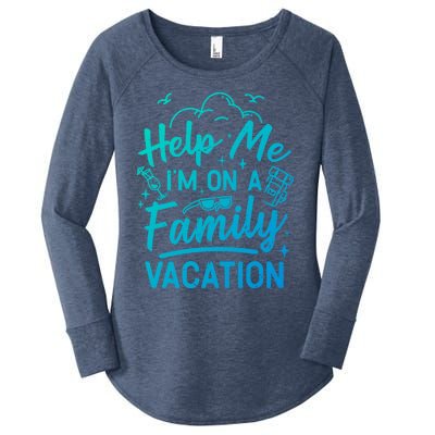 Help Me Im On A Family Vacation Travel Traveling Funny Gift Women's Perfect Tri Tunic Long Sleeve Shirt