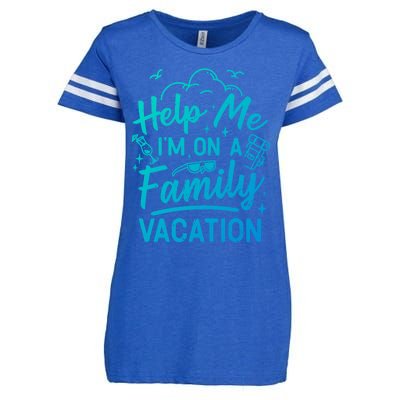 Help Me Im On A Family Vacation Travel Traveling Funny Gift Enza Ladies Jersey Football T-Shirt