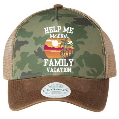 Help Me Im On A Family Vacation Holidays Relatives Travel Gift Legacy Tie Dye Trucker Hat