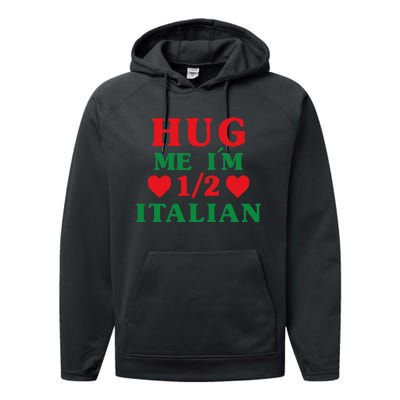 Hug Me I'm 12 Half Italian Funny American Italian Performance Fleece Hoodie