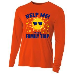 Help Me Im On A Family Vacation Sunny Holiday Meaningful Gift Cooling Performance Long Sleeve Crew