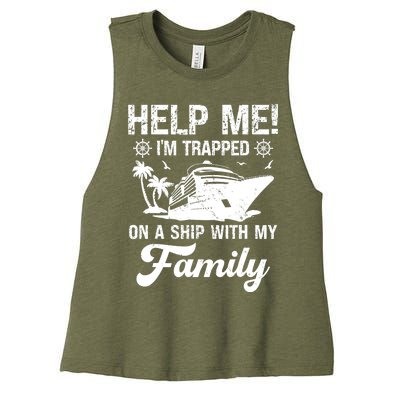 Help Me Im Trapped On A Ship With My Family Cruising Sailing Women's Racerback Cropped Tank