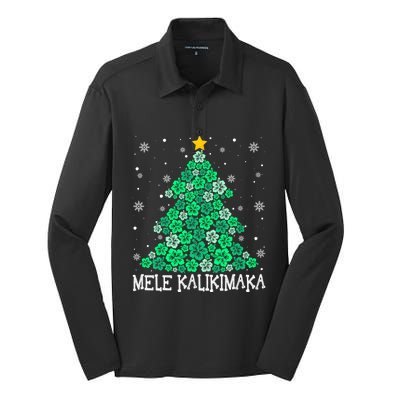 Hawaii Mele Kalikimaka Merry Christmas Hawaiian Xmas Tree Gift Silk Touch Performance Long Sleeve Polo