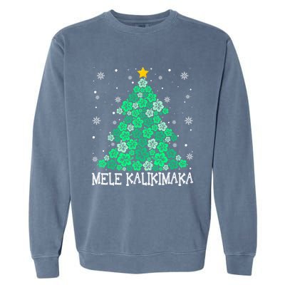 Hawaii Mele Kalikimaka Merry Christmas Hawaiian Xmas Tree Gift Garment-Dyed Sweatshirt