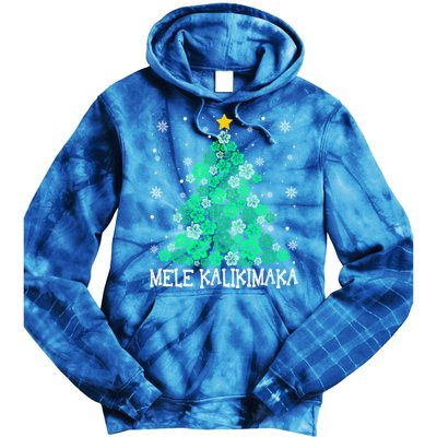 Hawaii Mele Kalikimaka Merry Christmas Hawaiian Xmas Tree Gift Tie Dye Hoodie