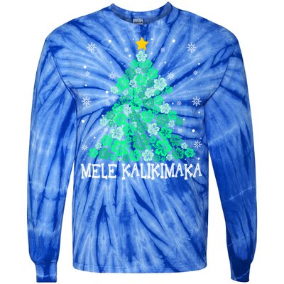 Hawaii Mele Kalikimaka Merry Christmas Hawaiian Xmas Tree Gift Tie-Dye Long Sleeve Shirt